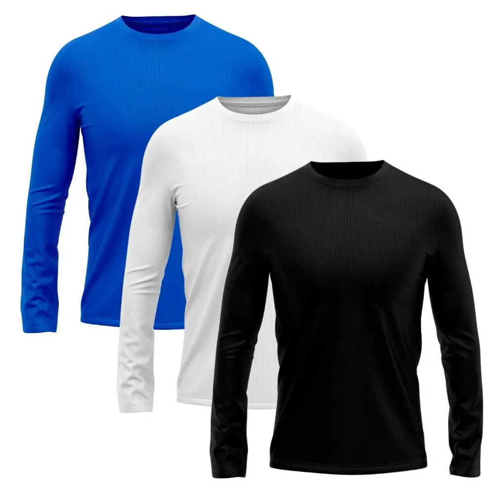 Kit 3 Camisetas Manga Longa Masculino Dry Lisa Treino