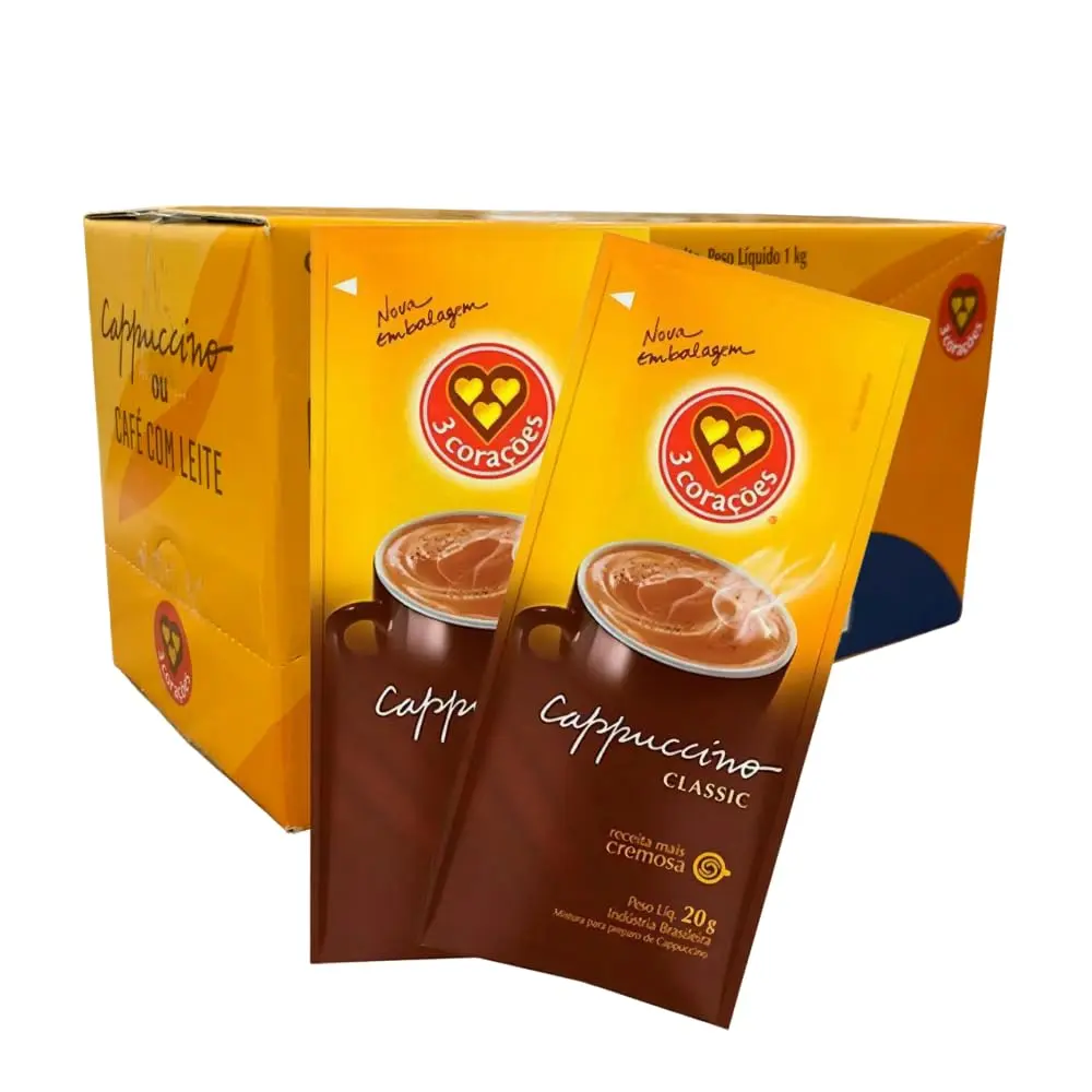 Cappuccino 3 Corações Classic Caixa Com 50 Sachês de 20g