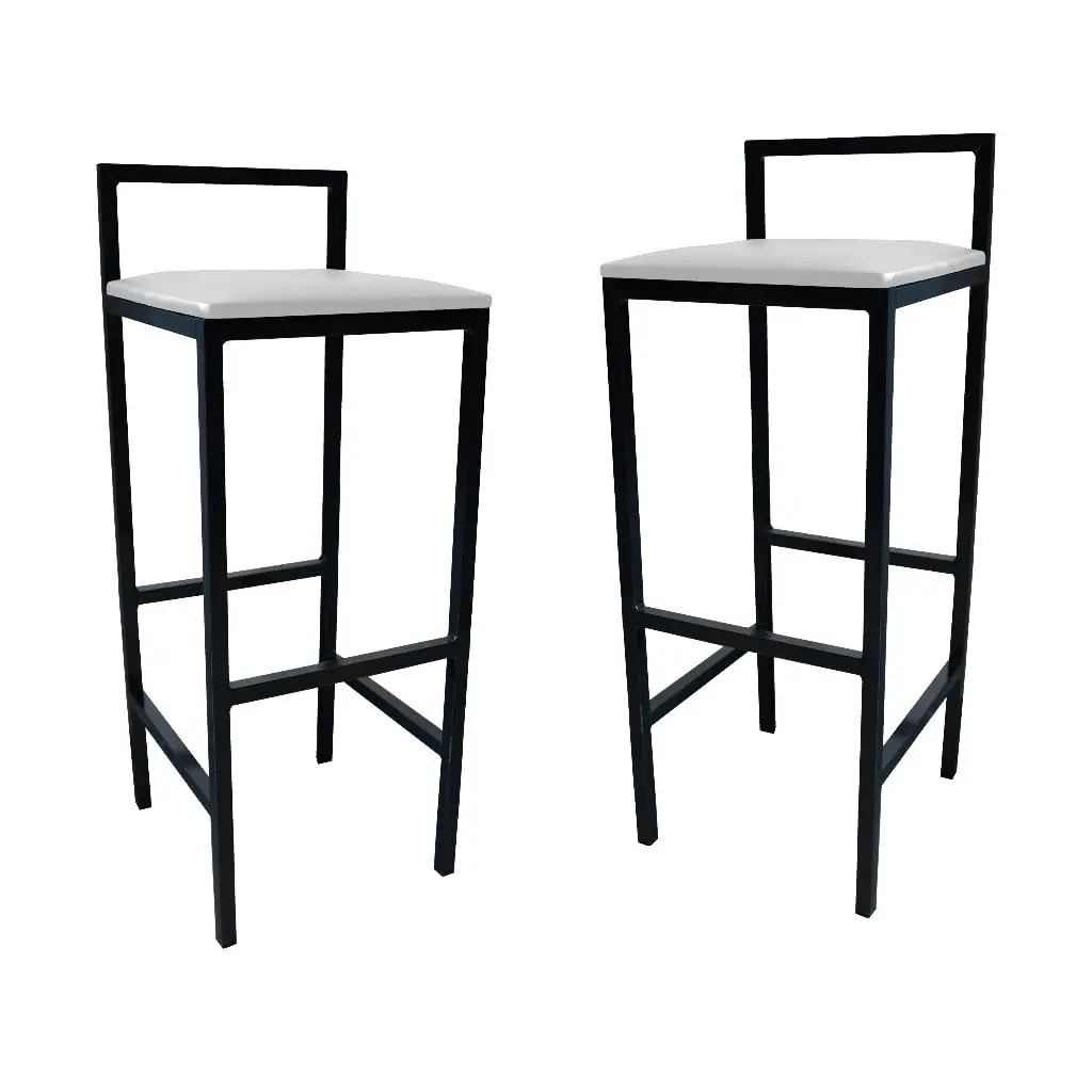 Kit 2 Banquetas Altas Zurique com Encosto Industrial para Balcão(Branco) | Kit com 2 banquetas altas de 85 cm, ideais para cozinha, balcão, bar, ilha e área gourmet. - 1