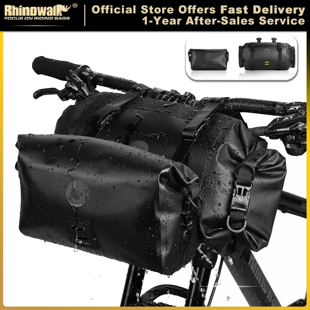 Rhinowalk 2021 saco de bicicleta à prova dbig água grande capacidade saco de guiador 2 peças tubo frontal saco de ciclismo mtb quadro tronco acessórios da bicicleta - 1
