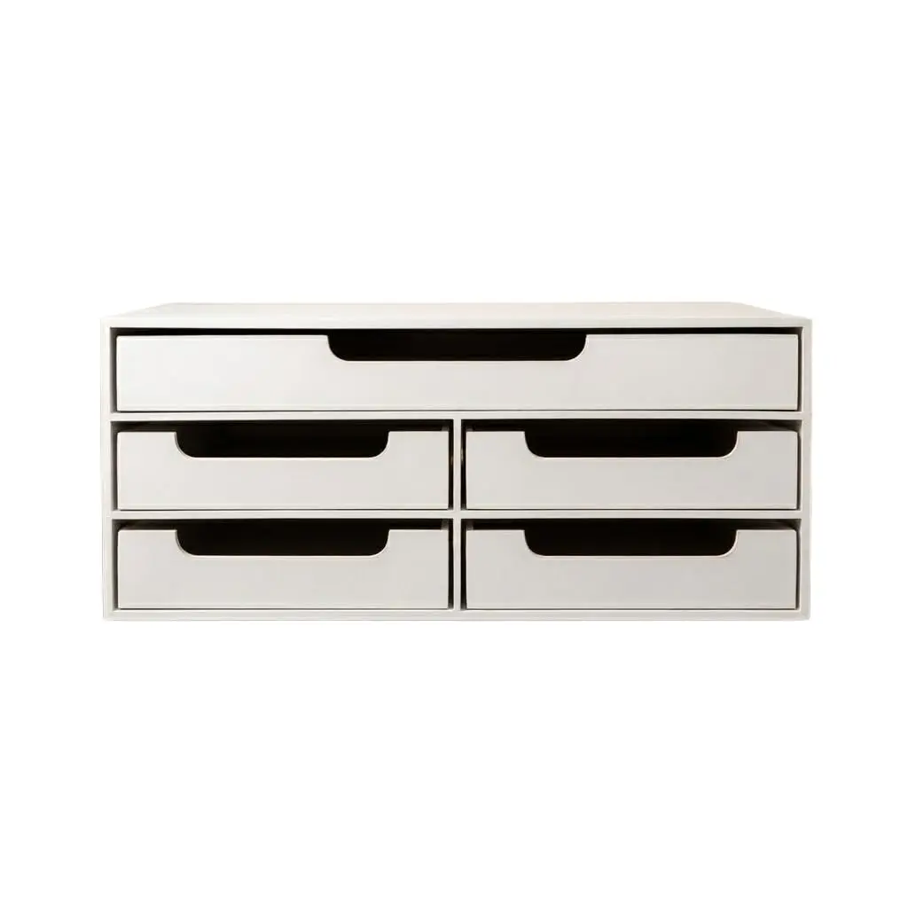 Gaveteiro MDF 5 Gavetas p/Folha Sulfite Documentos Mesa Escritório Suporte PC Papelaria Organização gaveteiro organizador escritorio(BRANCO)