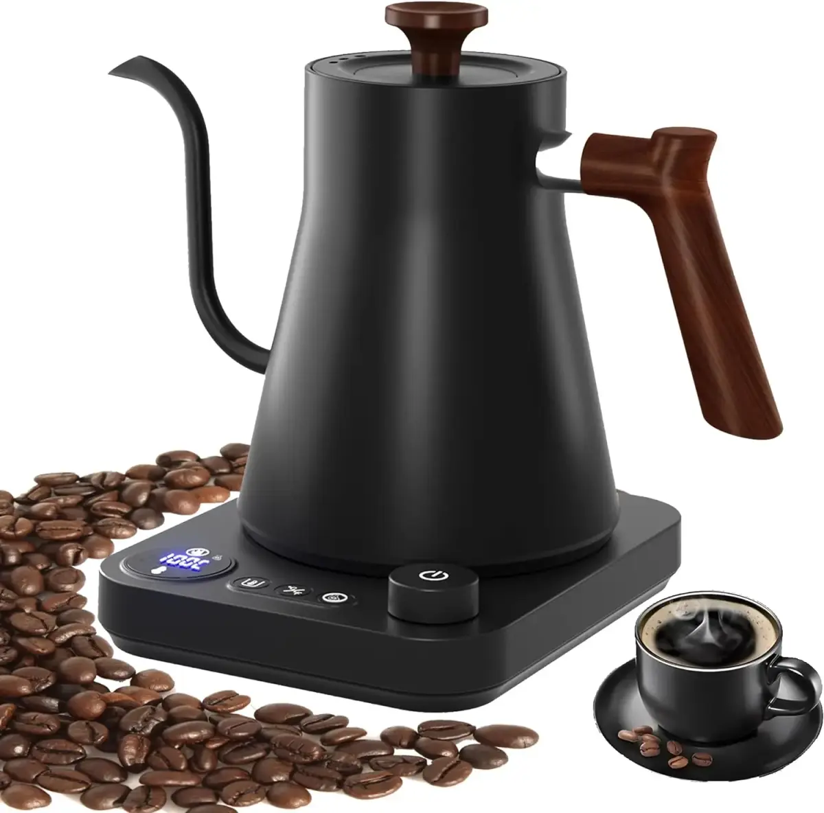 Chaleira elétrica pescoço de ganso 900ml, bule de café para fermentação manual, bule inteligente com controle de temperatura, chaleira de aquecimento rápido 110v/220v