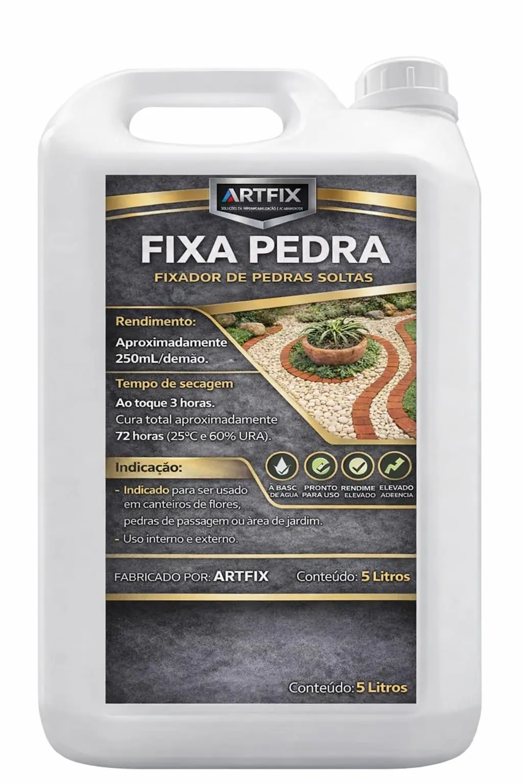 Fixa Pedra 5L Fixador para Pedras Decorativas Pedriscos e Paisagismo