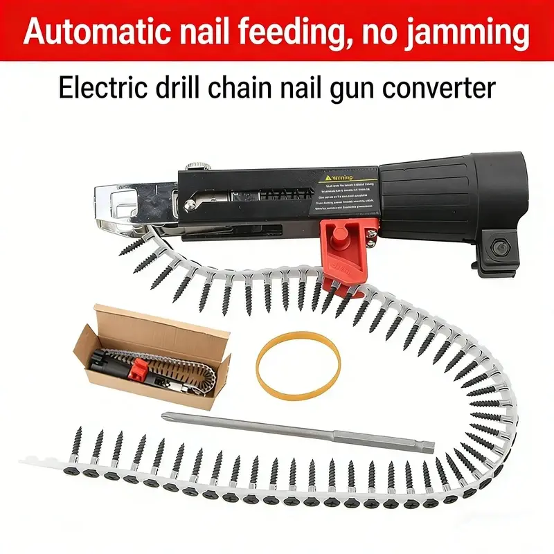 Adaptador de Parafusadeira com Correia de Alimentação Automática, Acessório de Perfuração Automática para Carpintaria, Drywall e Trabalhos de Construção