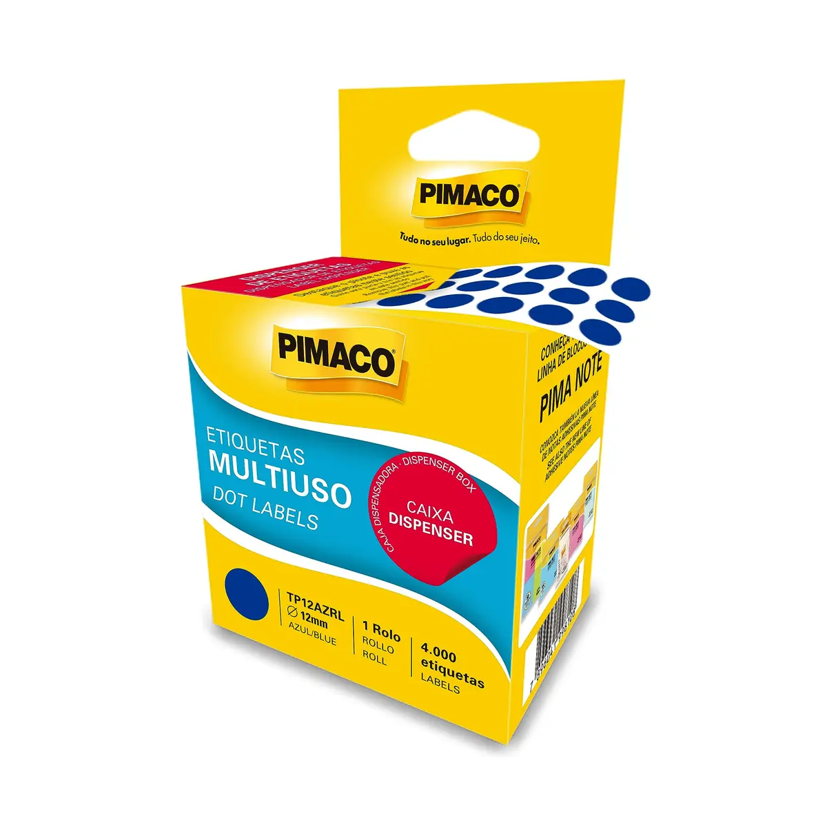 Etiqueta Pimaco, Multiuso TP-ø12 mm, azul, rolo com 4.000 etiquetas - 1