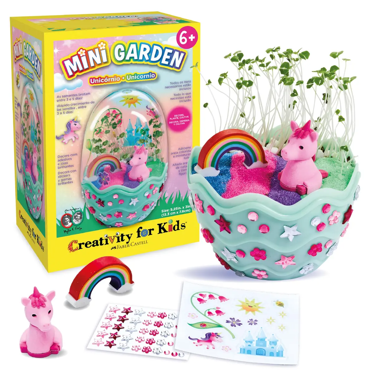 Brinquedo Mini Jardim Mágico de Unicórnio Faber-Castell Creativity For Kids | Brinquedo recomendado para crianças acima de 6 anos