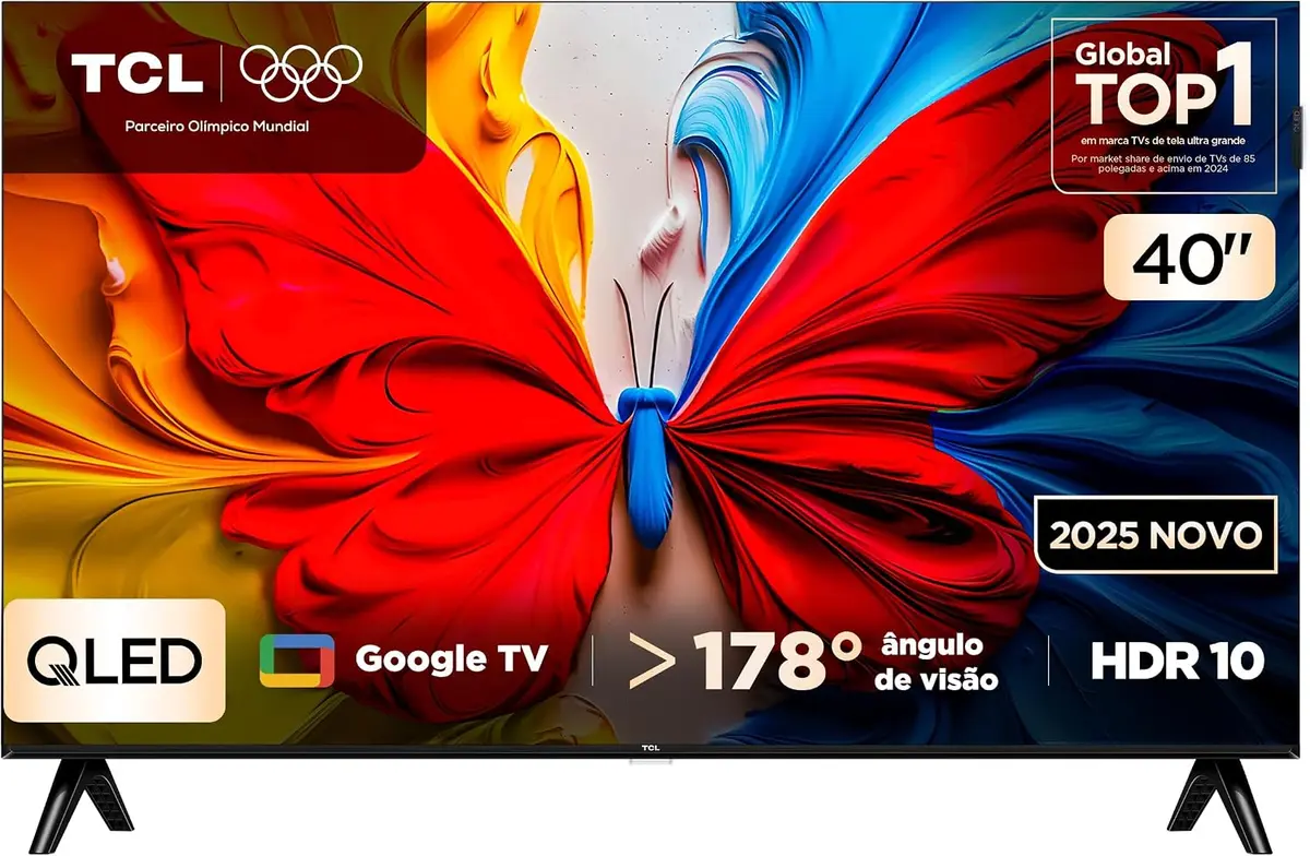 Smart TV TCL 40 Polegadas QLED Full HD S5K WiFi Bluetooth Google TV 2 HDMI HDR10 Dolby Audio 40S5K