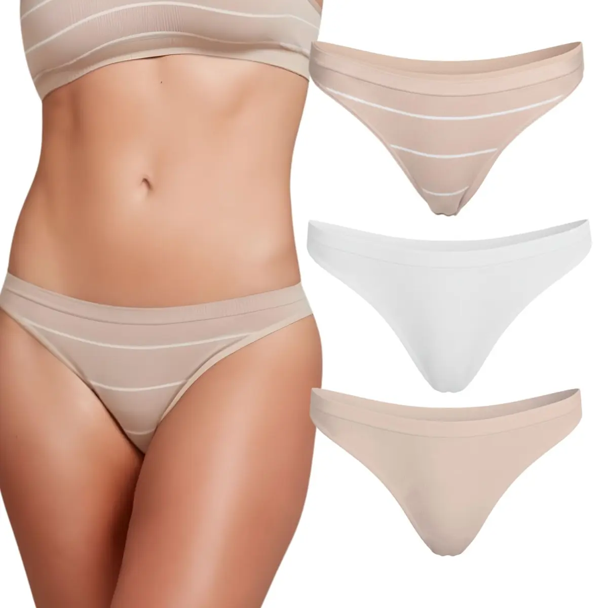 Kit 3 Calcinhas Tanga Trifil Poliamida Sem Costura Forro em Algodão - 1