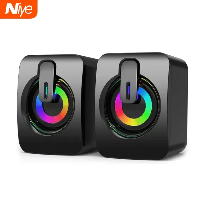 Microfone Estéreo HiFi com Luz LED, Alto-falantes, PC Sound Box, Com Fio USB, Desktop
