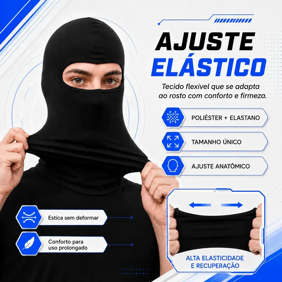Touca Balaclava Ninja Uv50+ Térmica Respirável Moto Bike Corrida Ciclismo Motoboy Academia Proteção Solar Frio Vento Secagem Rápida Unissex Preto Capa Rosto Facial - Topsand Activewear thumbnail 9