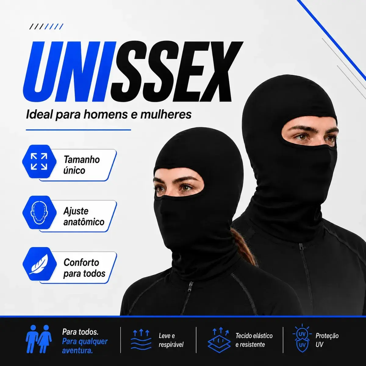 Touca Balaclava Ninja Uv50+ Térmica Respirável Moto Bike Corrida Ciclismo Motoboy Academia Proteção Solar Frio Vento Secagem Rápida Unissex Preto Capa Rosto Facial - Topsand Activewear thumbnail 10