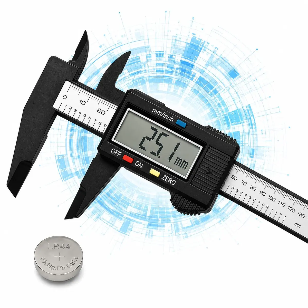 Paquímetro Digital 150mm Profissional 4 Em 1 | Alta Precisão 0,01mm | Vem Com Pilha Reserva de Brinde, Medição Interna Externa, Profundidade e Ressaltos/Degraus |Display LCD| Manutenção em Geral