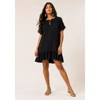Vestido curto Amazonia Vital amplo gola princesa Preto - 1