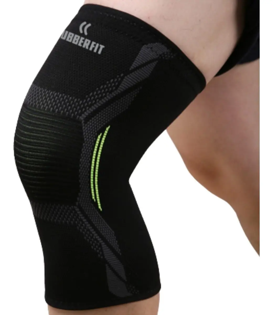 Joelheira de Compressão Profissional Armor para Academia Crossfit Musculação Corrida Bike Volei Basquete - Para proteção e recuperação do joelho (M, Verde), Rubber Fit