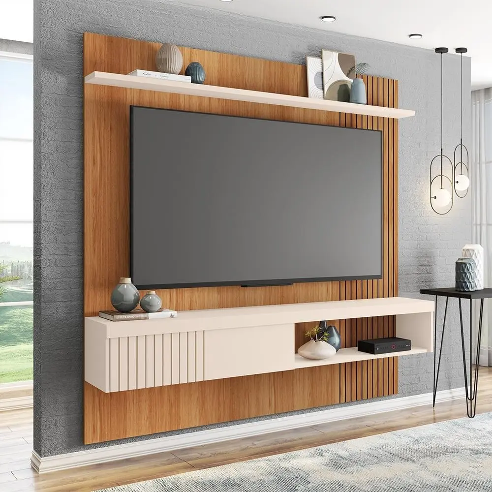 Painel Para Tv's Até 65 Polegadas Moon Freijó Com Off White Caemmun - 1