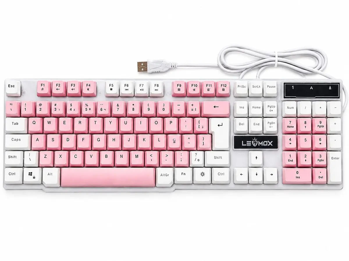 Teclado Gamer RGB 107 Teclas Revestiment UV, USB, Cabo 1,5m Cor Sortida | Para Jogos