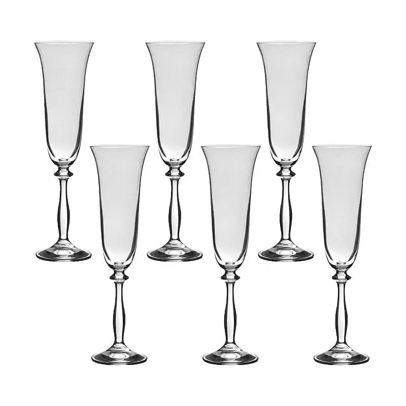 6 Taças de Cristal para Champagne 190 ml Angela com Titânio Resistente Bohemia - 1