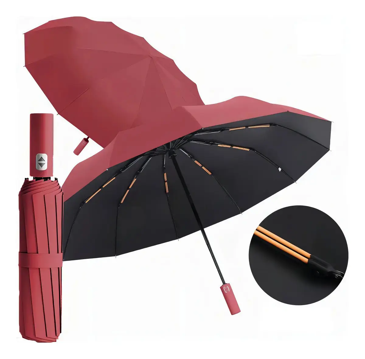 Guarda Chuva Automático Reforçado Abre E Fecha Mais Forte Cor Vermelho