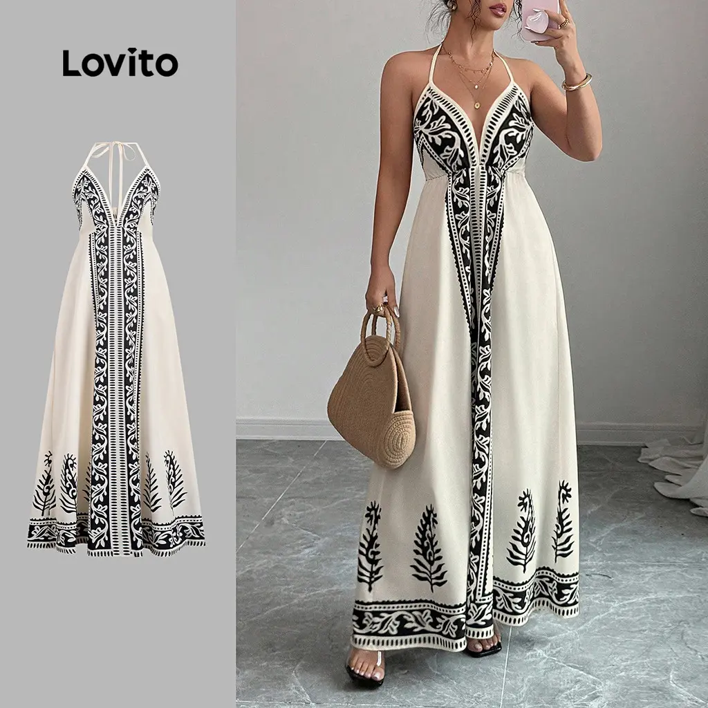 Vestido Feminino Lovito Férias Nacional Sem Costas Vestido Primavera/verão LK3LD389 - 1