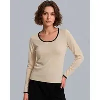 Sueter Feminino Gola Redonda com Contraste 99235 Off White 206oz