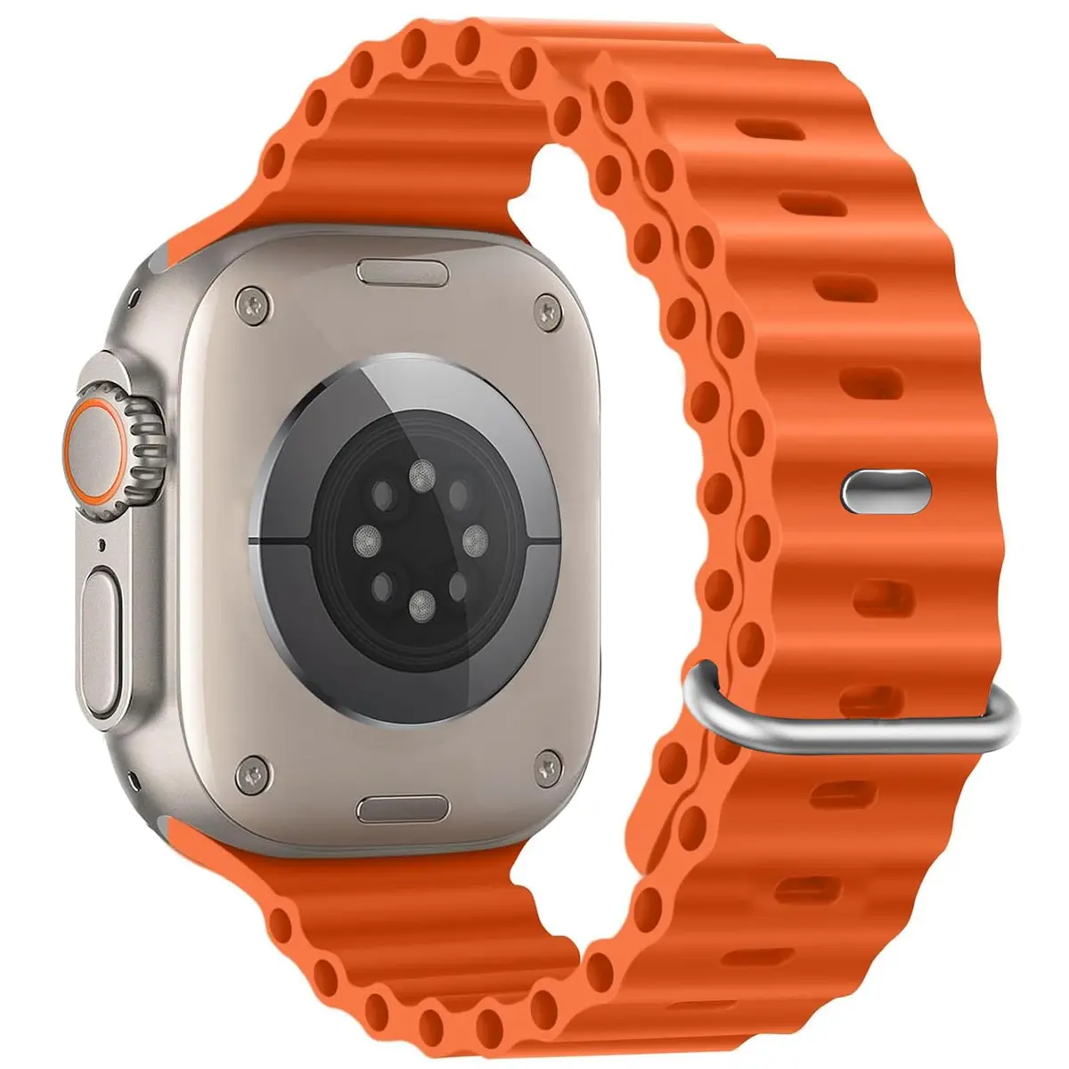 Pulseira esportiva de silicone Ocean – compatível com Apple Watch Ultra 2/Ultra de 49 mm, 45 mm, 44 mm e 42 mm, para iWatch Ultra 2, iWatch Ultra séries SE 9/8/7/6/5/4 - 1