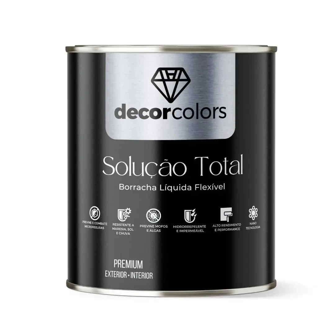 DECOR COLORS Tinta Borracha Líquida Solução Total 4,3kg (Preto)