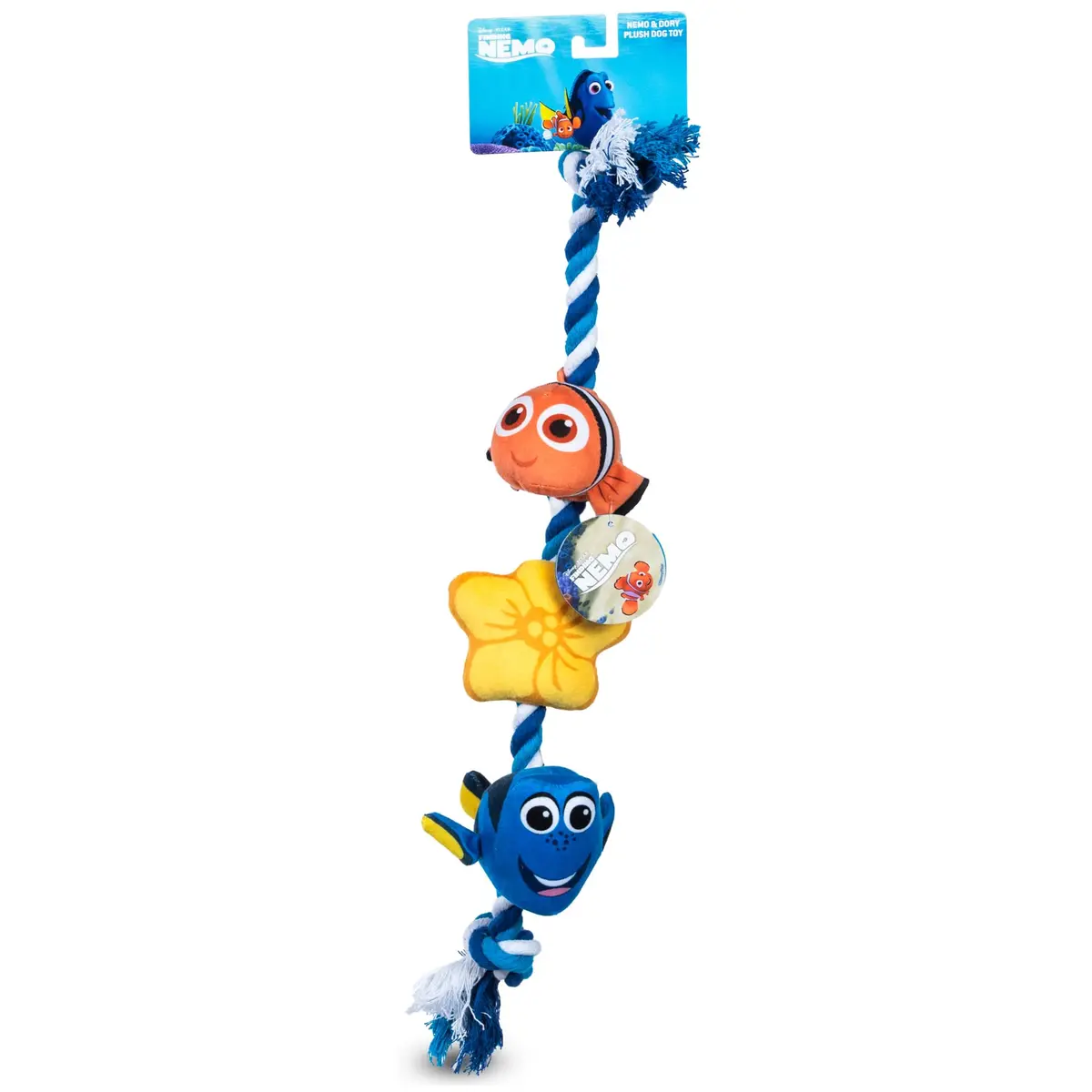 Brinquedo para cães Procurando Nemo da Disney Pixar – Squeak & Crinkle, Dory & Nemo Fun Tug Style, 38 cm