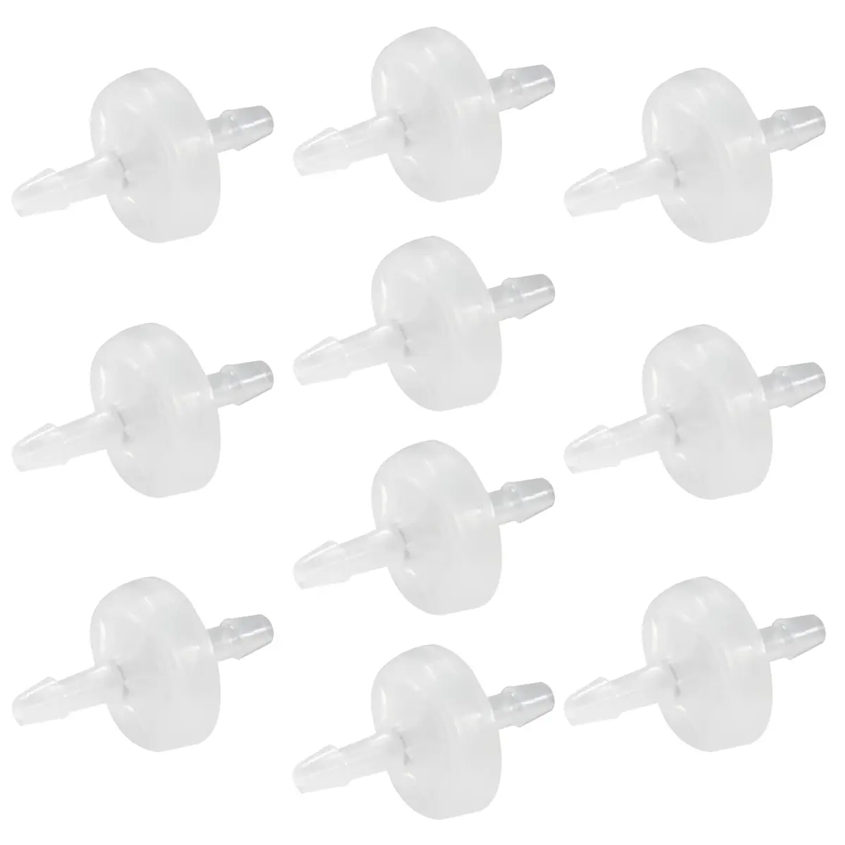 Rierdge Pacote com 10 Válvula de retenção de plástico de 1/8 polegada (3 mm) - Encaixe de farpa de mangueira unidirecional para controle de fluxo de água, combustível, óleo e ar (branco)