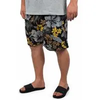 Shorts Masculina Plus Size Tactel Elastano Estampada Preto e Cáqui - 1