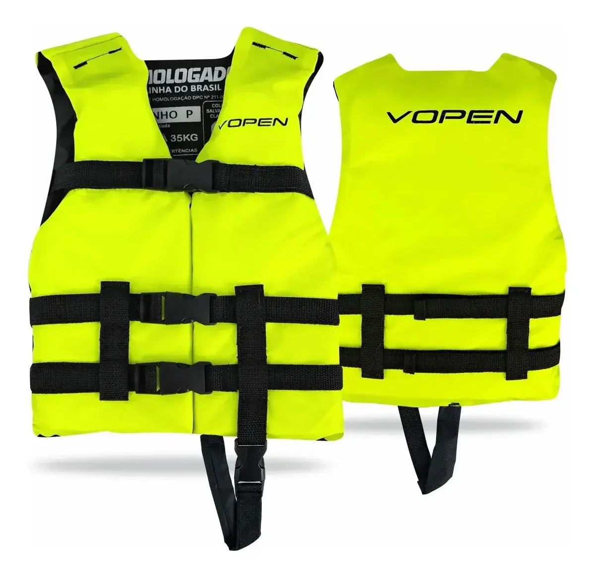 Colete Salva Vidas Infantil Criança Piscina Vopen Homologado Cor Amarelo fluor Tamanho PP ( Até 25Kg)