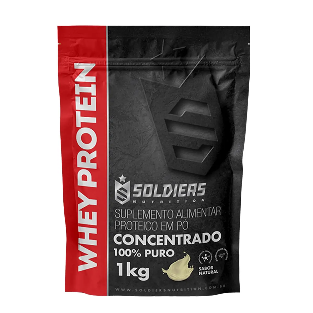 Whey Protein Concentrado 1Kg - Natural - 100% Puro Importado - Soldiers Nutrition