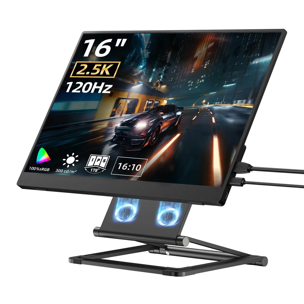 Bettdow Monitor Portatil 16'', FHD 2.5K 120Hz Monitor Portátil Com USB C Dupla/HDMI, IPS Extensor De Tela para Notebook com VESA e Suporte magnético, Capa protetora magnética, Plug and Play