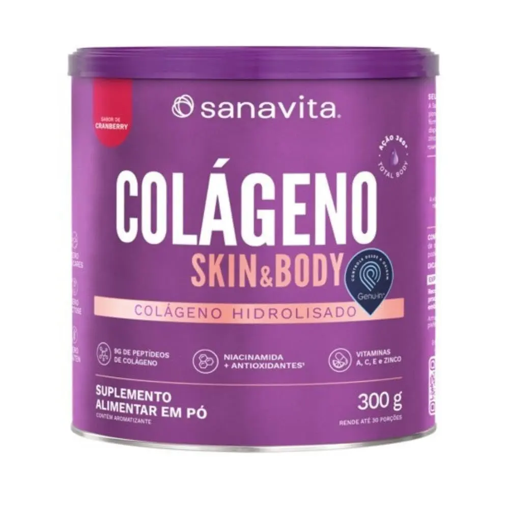Colágeno Sanavita Skin, Sabor Cranberry, 300g | Colágeno