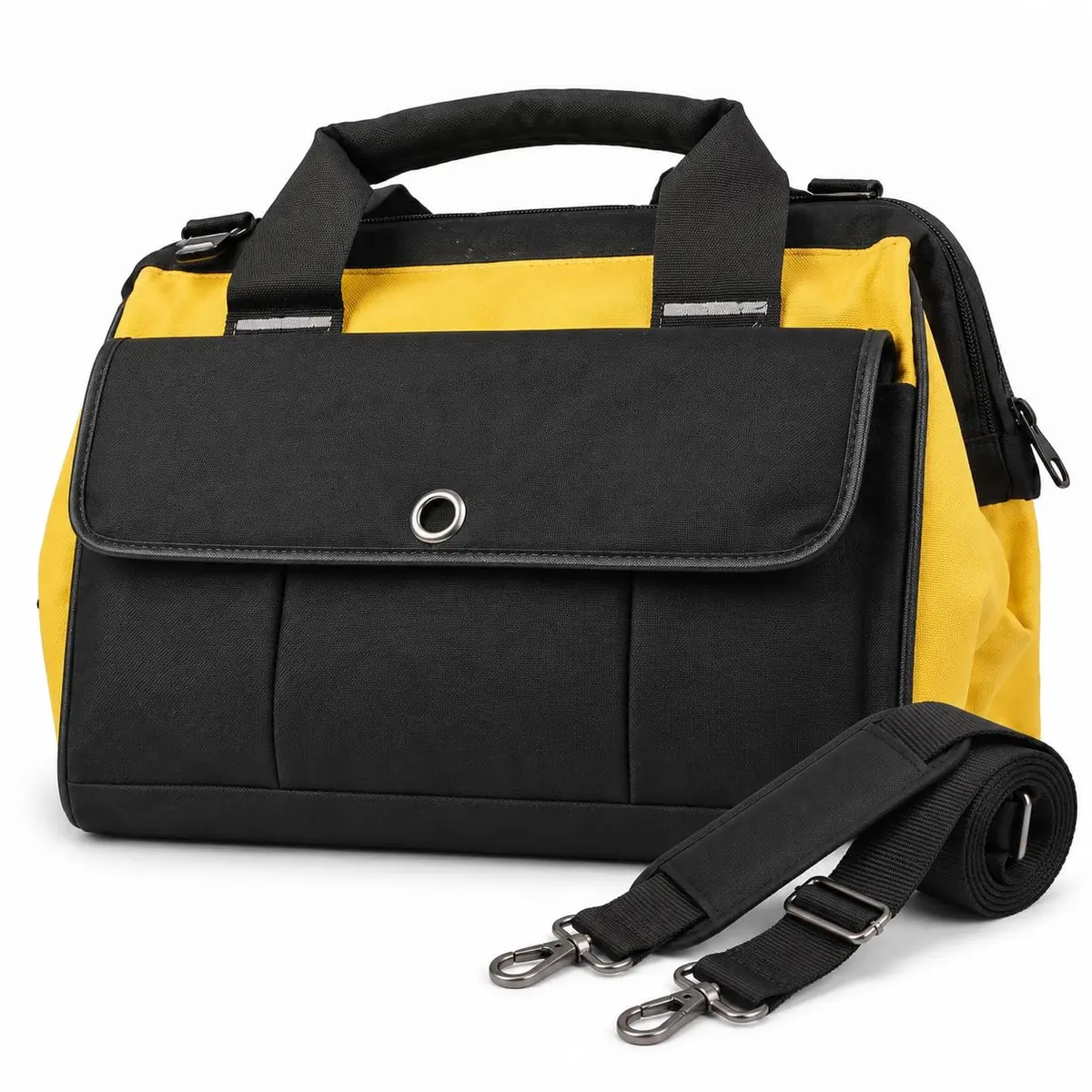 Bolsa para Ferramentas Profissional, 35x20x25cm, Capacidade 15kg, Preto e Amarelo, Múltiplos Compartimentos