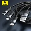 Cabo 3 em 1 Baseus Micro USB / Tipo-C / Lightning Carregamento Rápido - 1