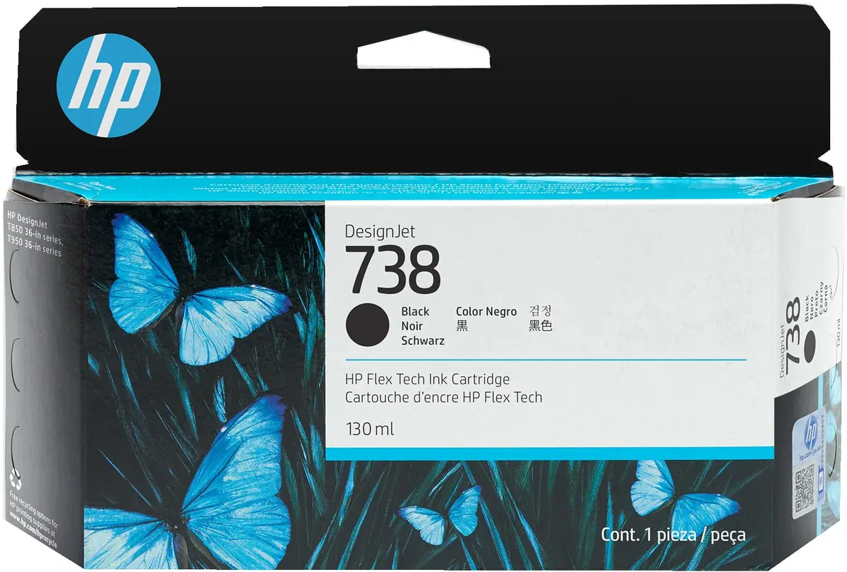 HP Cartucho de tinta 738 DesignJet - 130 ml, preto