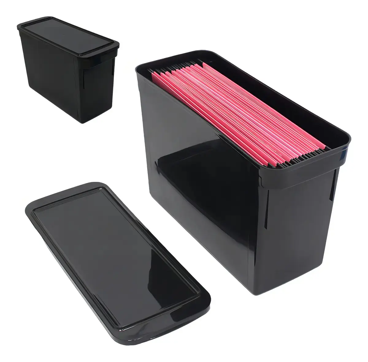 Maxcril Porta Arquivo Organizador Com Tampa - Vazio Cor Preto