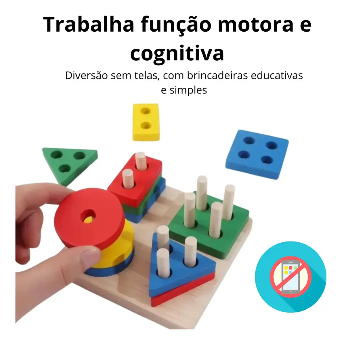 Brinquedo Pedagógico Educativo Encaixe Formas Geométricas Cor Colorido thumbnail 4