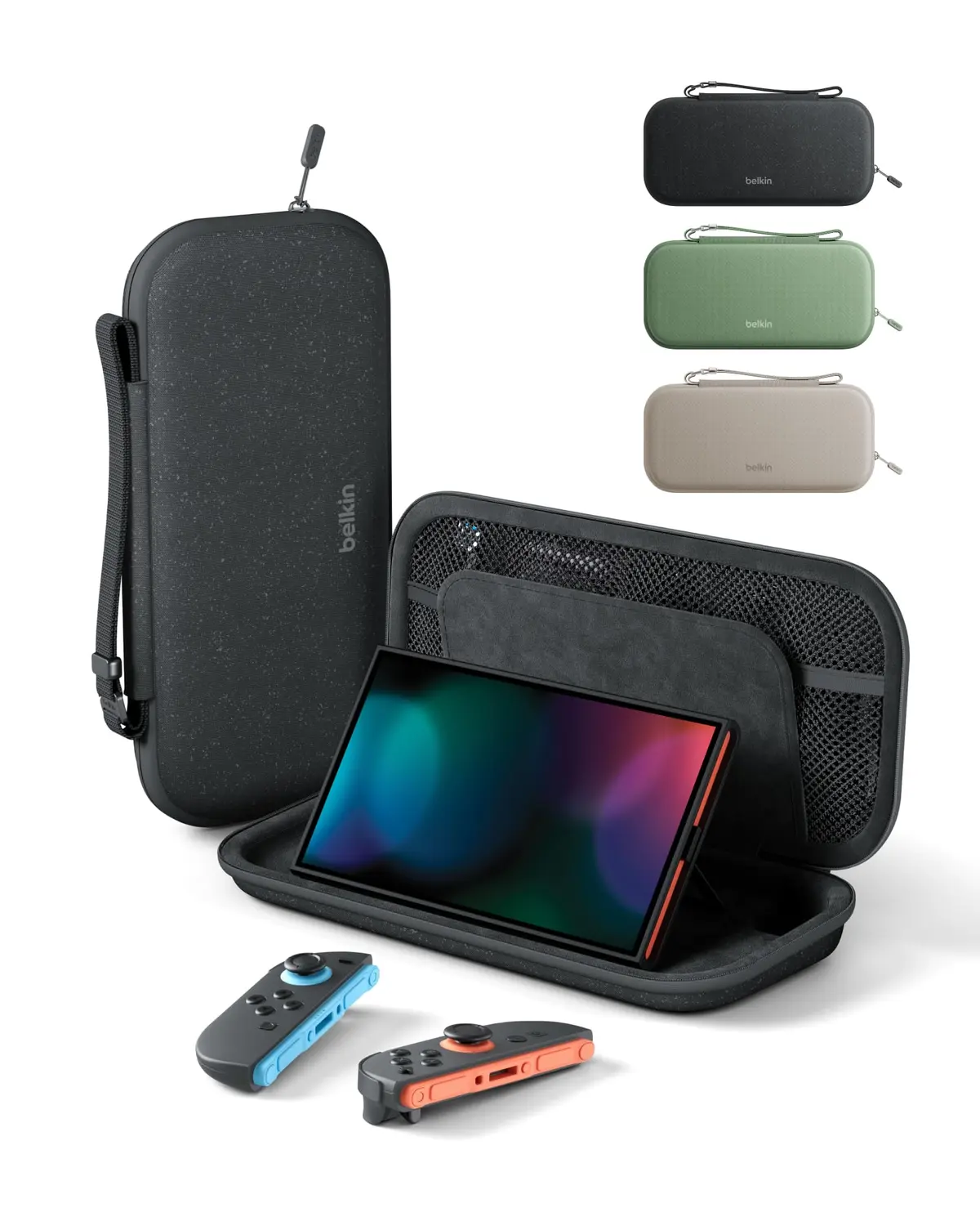 Belkin Estojo de transporte para Nintendo Switch 2, bolsa de viagem com suporte AirTag e bolso de armazenamento de cartão de jogo, portátil, leve, capa protetora com capa rígida, essenciais para jogos