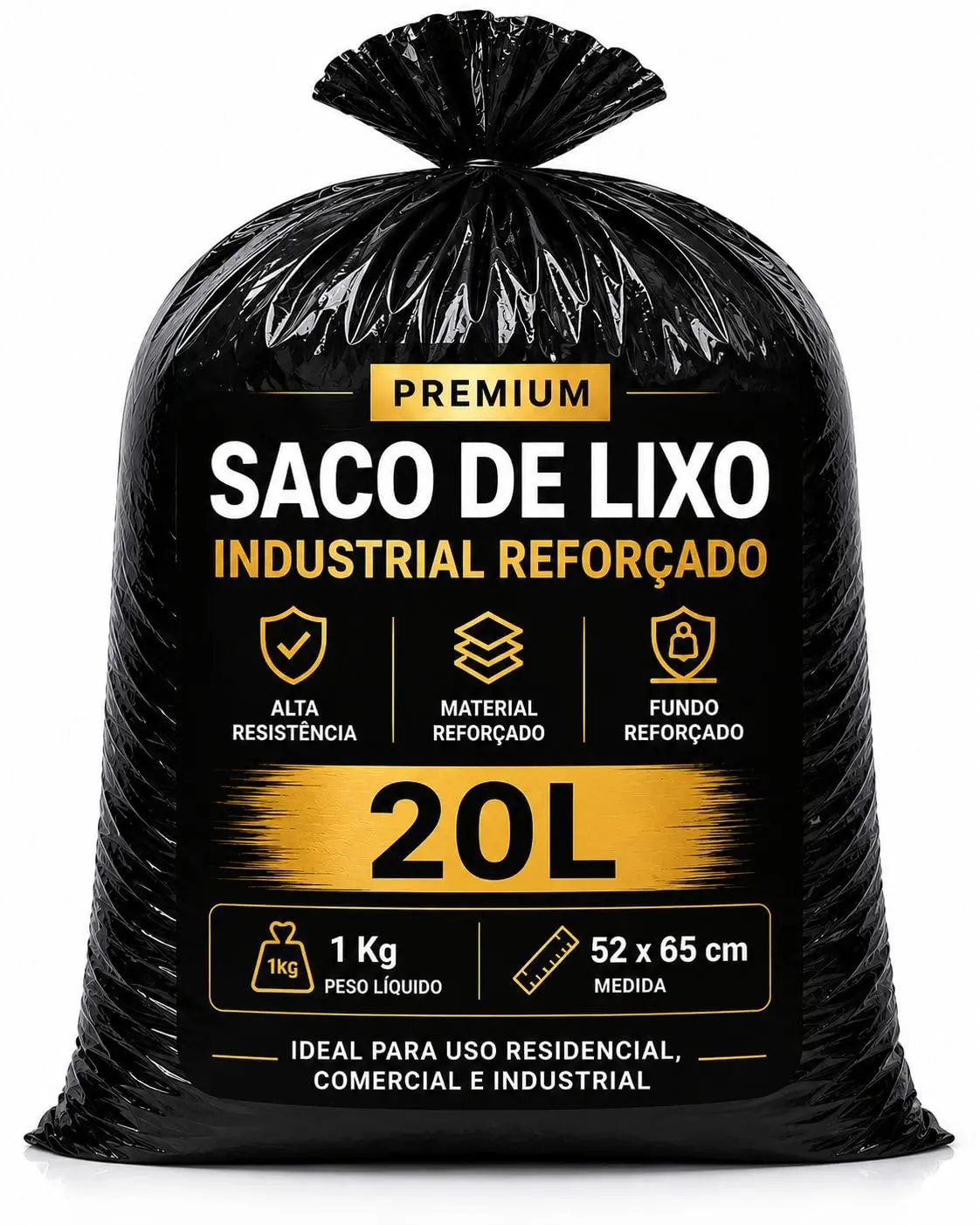 Saco de Lixo 20 Litros 52X65 Premium Extra Reforçado | Alta Resistência para Uso Profissional - 1
