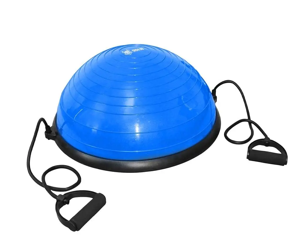 Meia Bola Ginástica com Bomba e Alças Azul Odin Fit