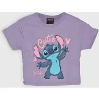 Infantil - Camiseta Brandili Stitch Cropped Lilás
