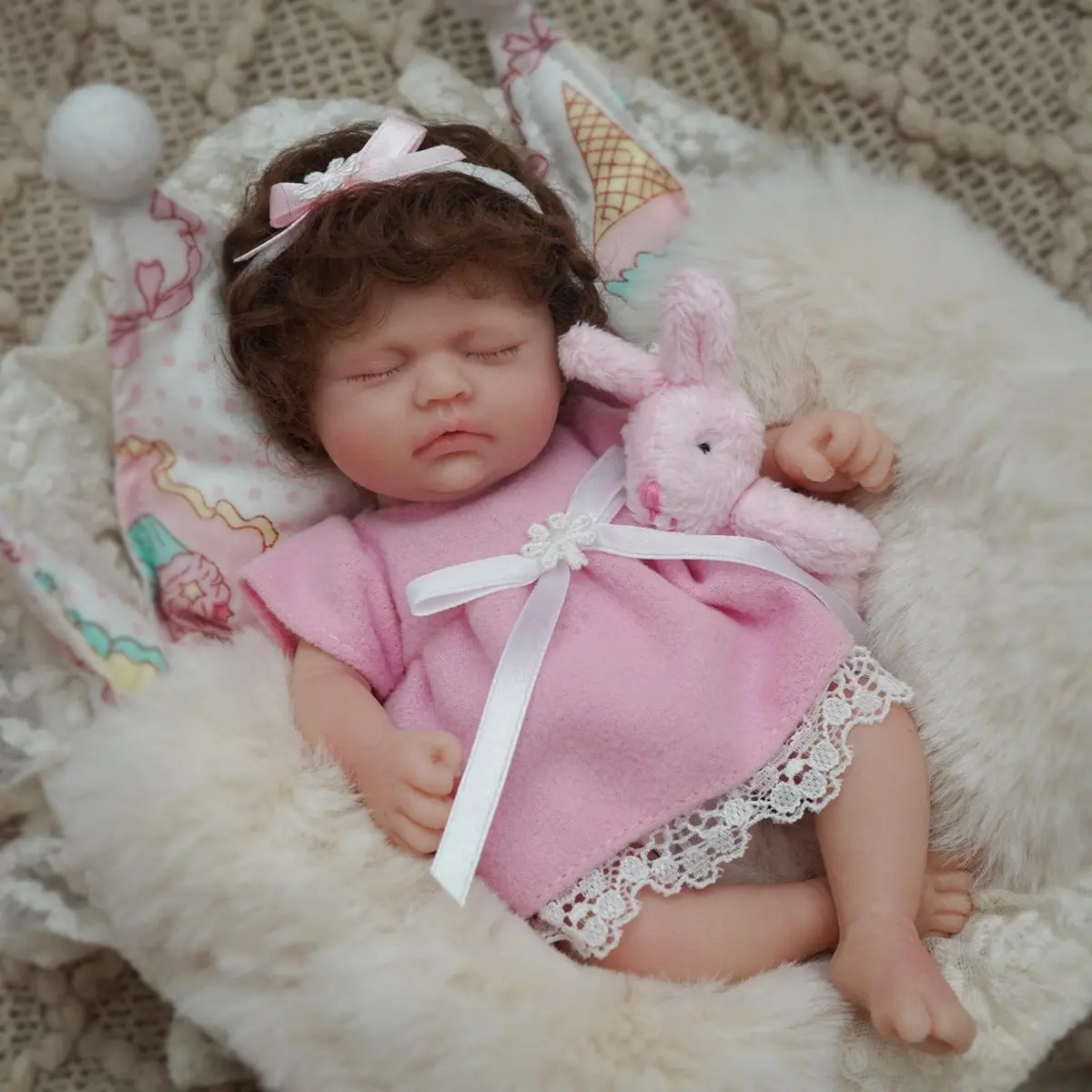 Brastoy Bebê Reborn Boneca Menina de Silicone Sólido Flexível Realista 20cm Original (20cm Menina Cabelo) - 1