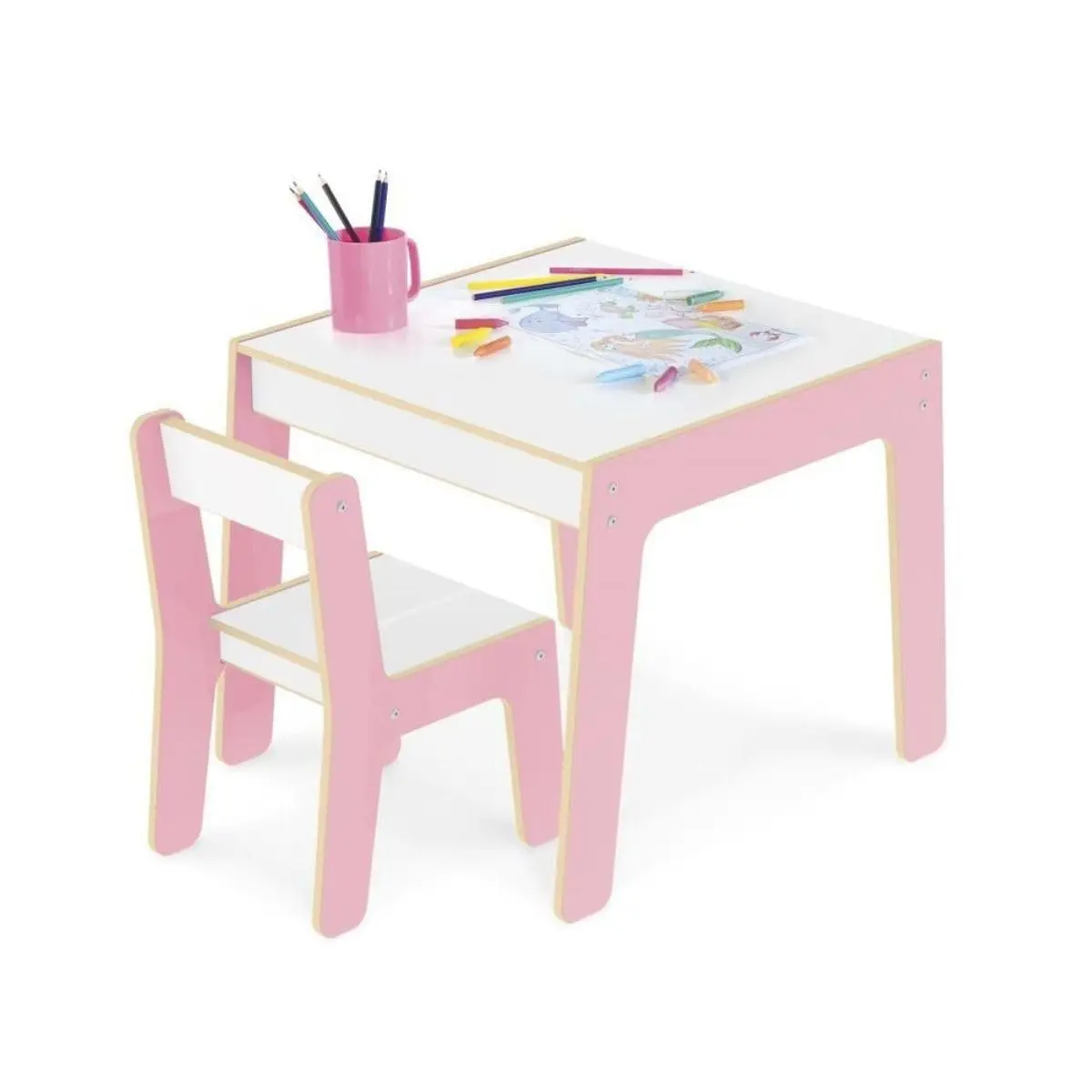 Conj. Mesa + Cadeira Infantil - Rosa, Junges - 1