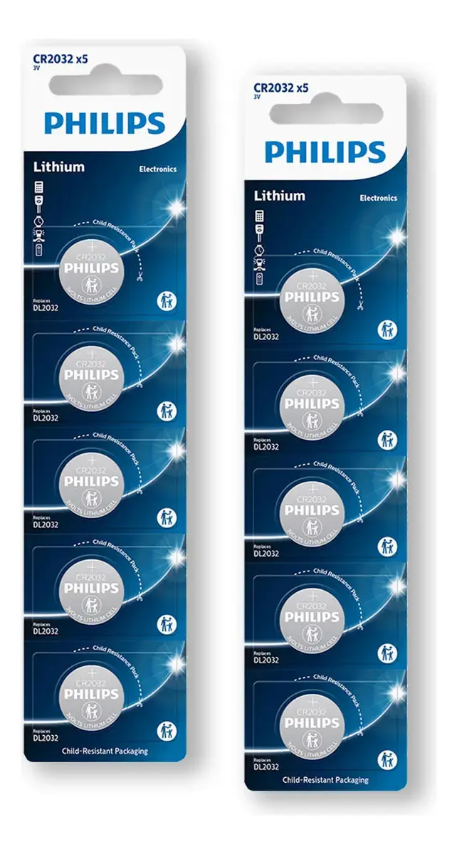 Kit 2 Cartelas Pilhas Baterias Cr2032 3v Philips Alarme - 1