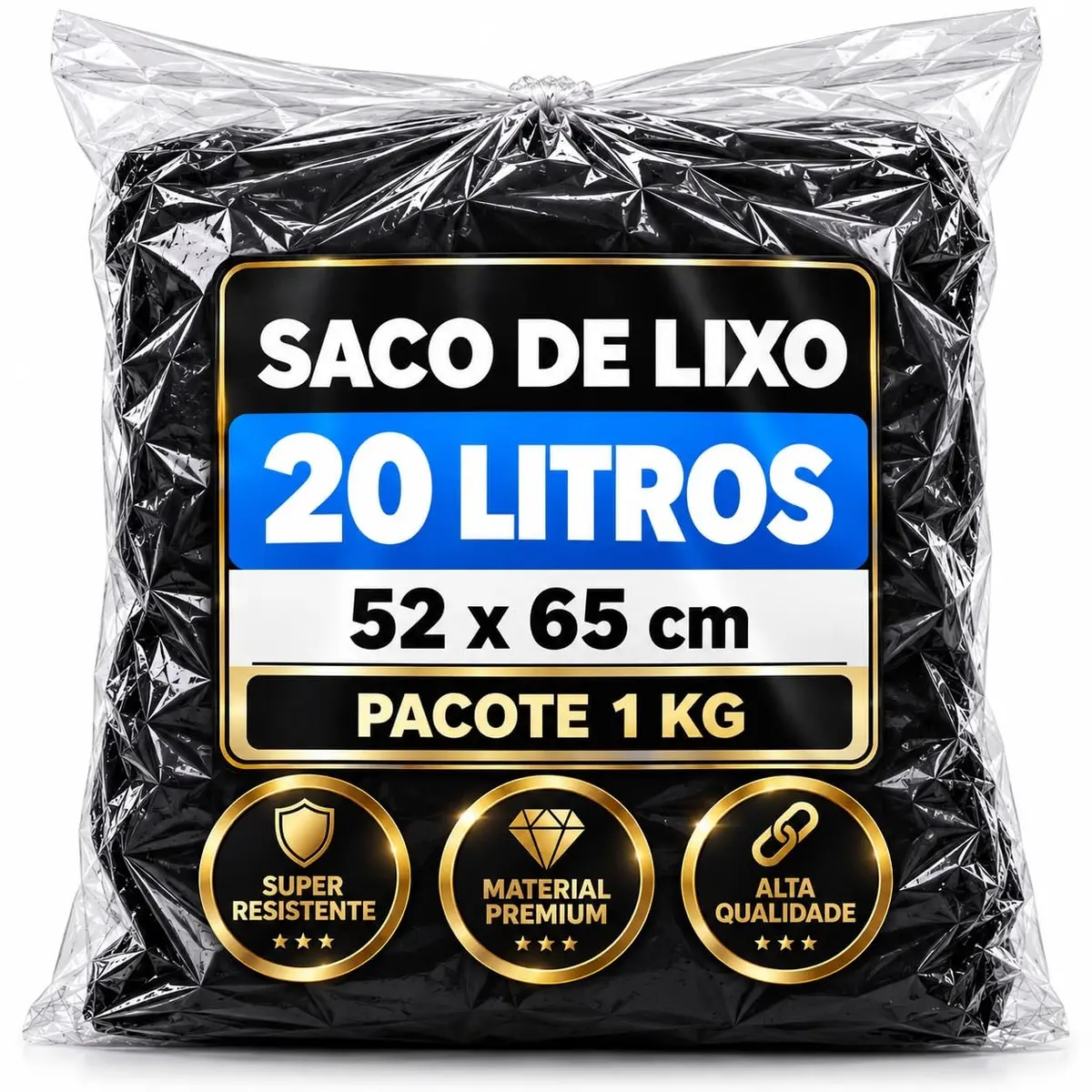 Saco de Lixo 20 Litros Pacote 1Kg PREMIUM SUPER RESISTENTE INDUSTRIAL | PREMIUM, SUPER RESISTENTE, INDUSTRIAL