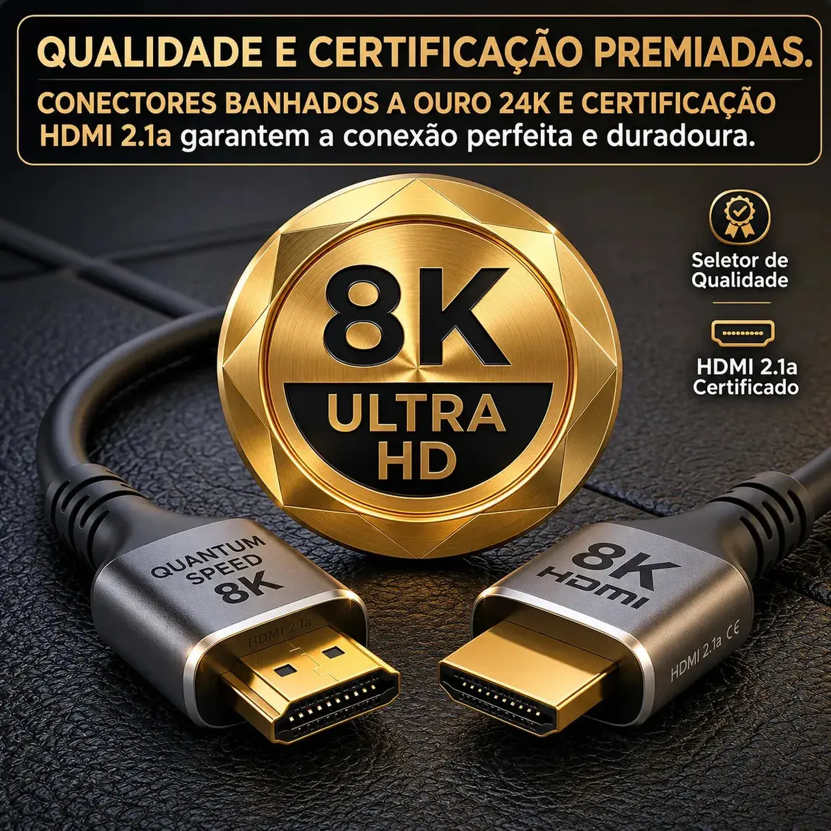 Cabo Hdmi 2.1 8k Gold Ultra Hd Compatível Com Ps5 Xbox Series X/s 3 Metros Ezsias Armarinhos thumbnail 3
