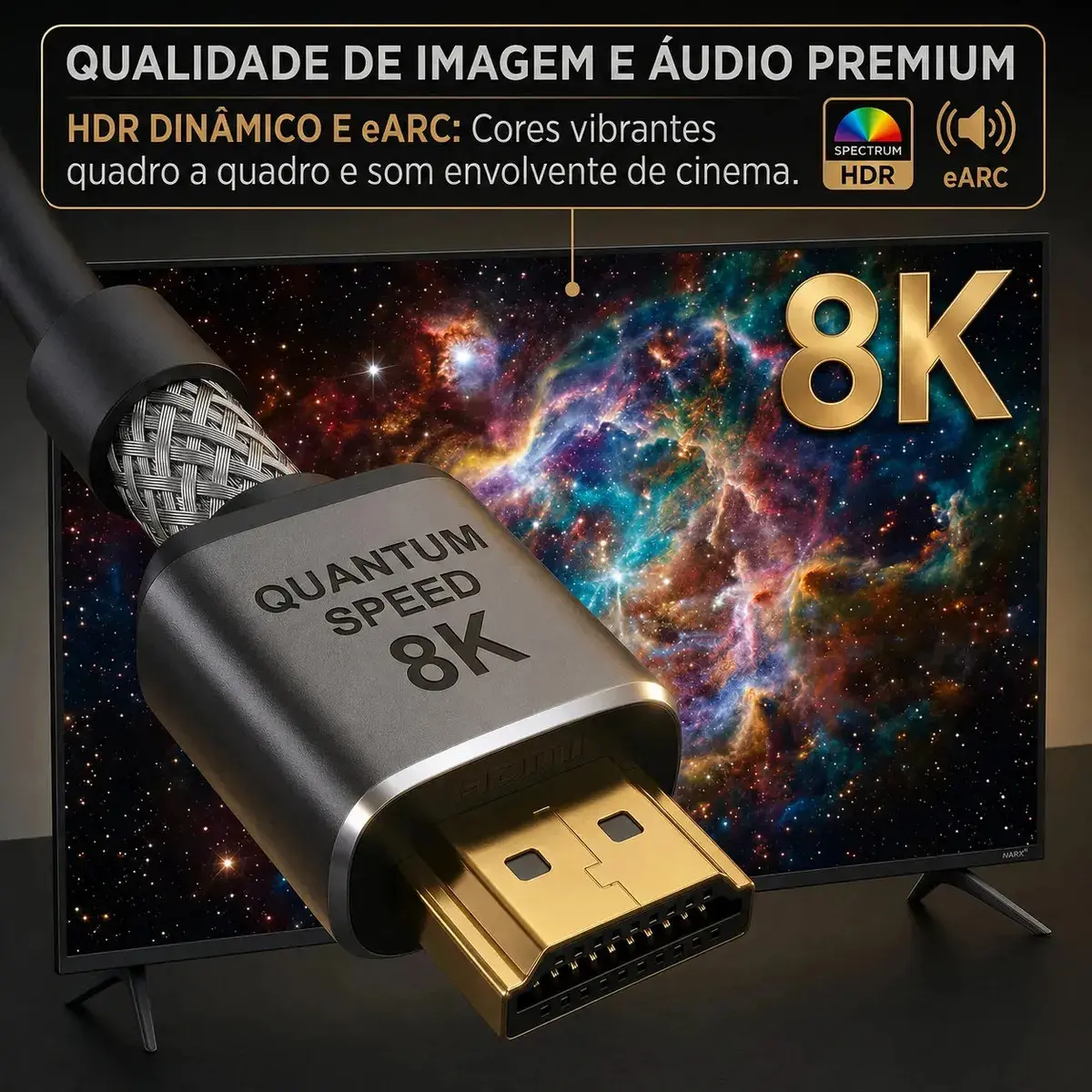 Cabo Hdmi 2.1 8k Gold Ultra Hd Compatível Com Ps5 Xbox Series X/s 3 Metros Ezsias Armarinhos thumbnail 5