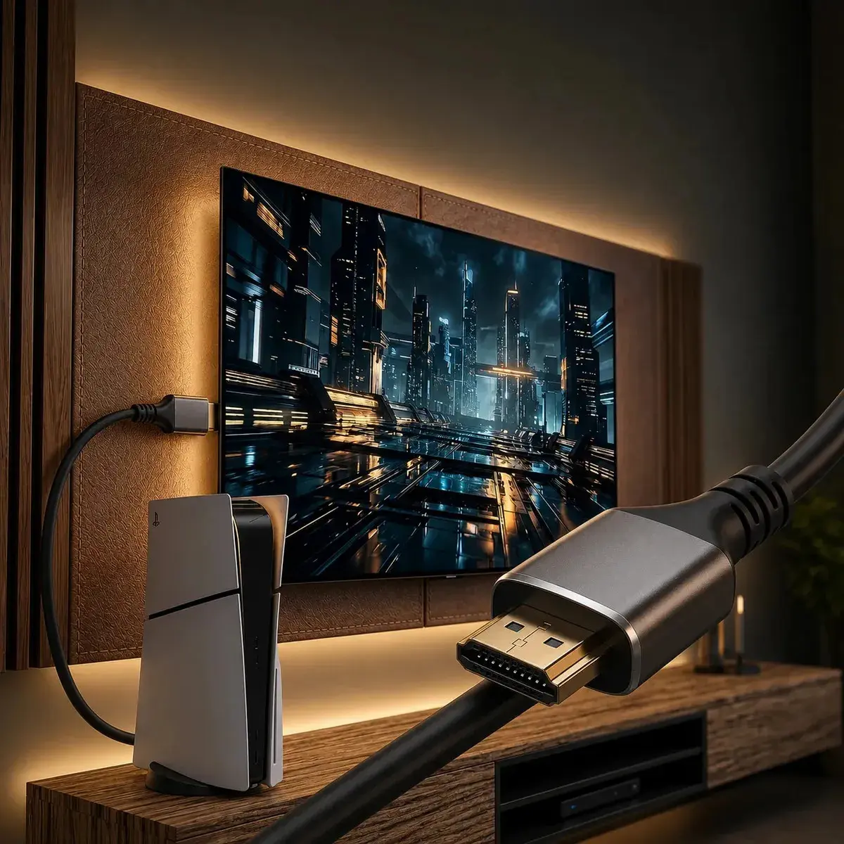 Cabo Hdmi 2.1 8k Gold Ultra Hd Compatível Com Ps5 Xbox Series X/s 3 Metros Ezsias Armarinhos thumbnail 6