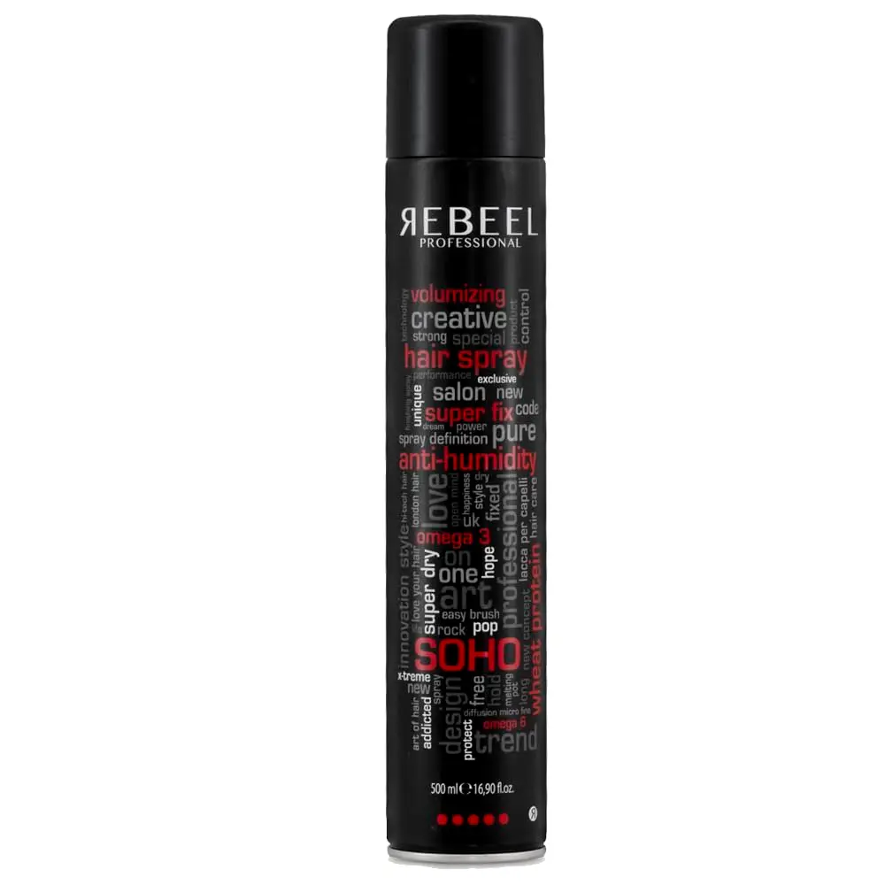 Spray Capilar Rebeel Super Fix, Preto, 500ml | Spray de fixação forte